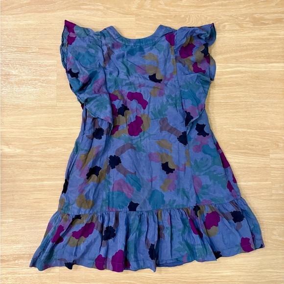 Maeve Anthropologie Silk Cotton Dress XSP Pintuck Floral Flutter Sleeve - Picture 7 of 9